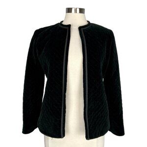 Vintage Joseph Picone Saks Fifth Avenue Black Velvet Quilted Jacket Open size 12